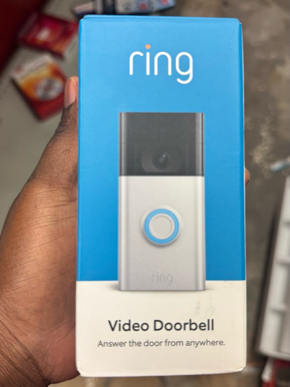 Ring Silver Doorbell with Blue Accent